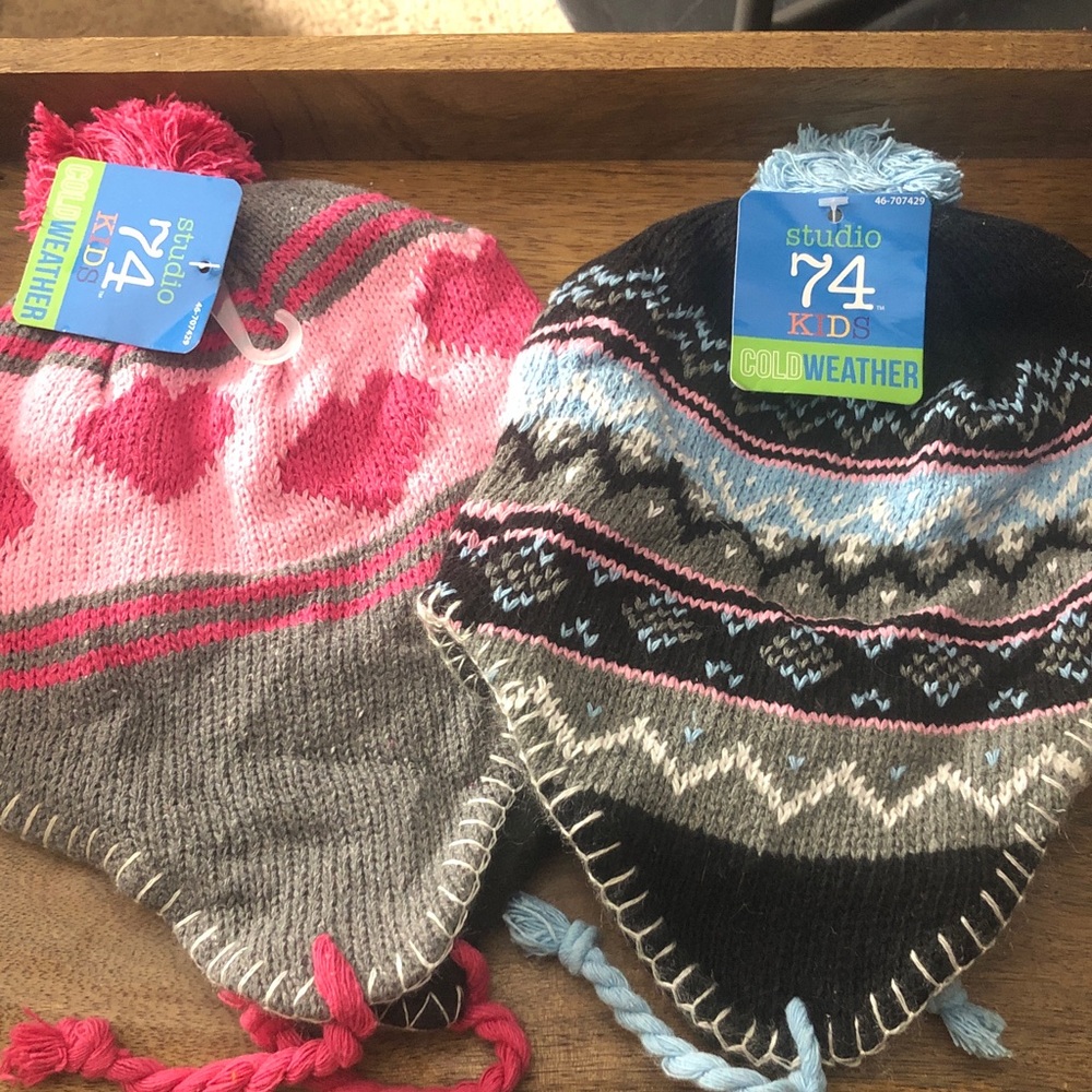 Studio 74 kids Cozy Knit Beanie Duo - Gray and Black